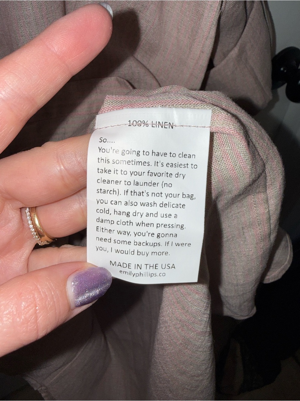 NWT Emily Phillips 100% Linen Button Front Dress Pink Striped NWT Size 4 (6/8) - Picture 8 of 8